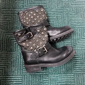 Ash Studded Combat Moto Leather Boots Size 36